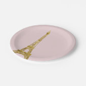 Goldzauber-Eiffelturm Pappteller (Schrägansicht)