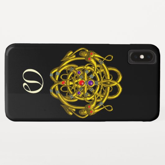 GOLDZELLTISCHE KNOTEN MIT ZWEI DRACHEN Case-Mate iPhone HÜLLE (Rückseite (Horizontal))
