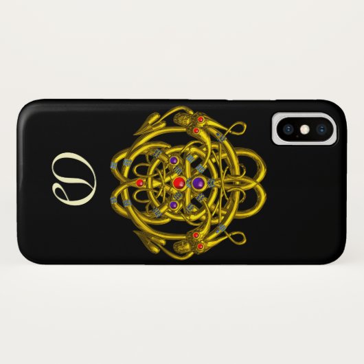 GOLDZELLTISCHE KNOTEN MIT ZWEI DRACHEN Case-Mate iPhone HÜLLE (Rückseite (Horizontal))
