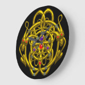 GOLDZELLTISCHE KNOTEN MIT ZWEI DRACHEN GROßE WANDUHR (Winkel)