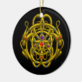 GOLDZELLTISCHE KNOTEN MIT ZWEI DRACHEN KERAMIK ORNAMENT (Links)