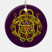 GOLDZELLTISCHE KNOTEN MIT ZWEI DRACHEN KERAMIK ORNAMENT (Hinten)