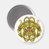 GOLDZELLTISCHE KNOTEN MIT ZWEI DRACHEN MAGNET (Vorderseite/Rückseite)