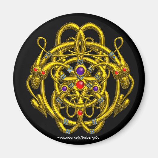 GOLDZELLTISCHE KNOTEN MIT ZWEI DRACHEN MAGNET (Vorne)