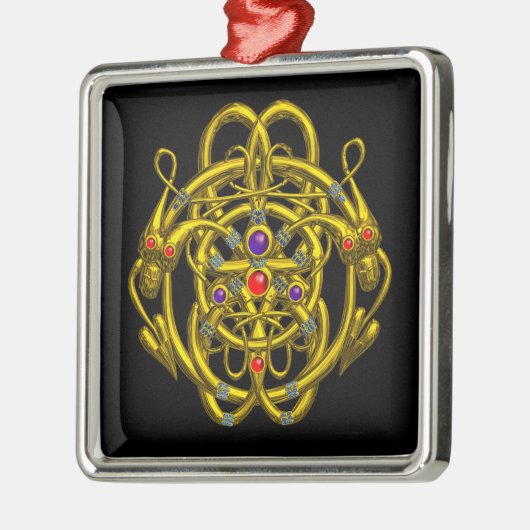 GOLDZELLTISCHE KNOTEN MIT ZWEI DRACHEN ORNAMENT AUS METALL (Links)