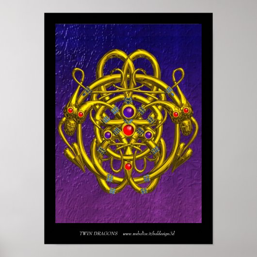 GOLDZELLTISCHE KNOTEN MIT ZWEI DRACHEN POSTER (Vorne)