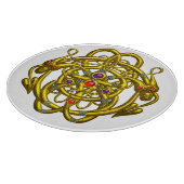 GOLDZELLTISCHE KNOTEN MIT ZWEI DRAGONEN IN WEISSER SCHNEIDEBRETT (Ecke)