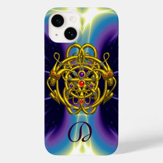 GOLDZELLTISCHE KNOTEN MIT ZWEI-DRAGONEN-MONOGRAMM Case-Mate iPhone HÜLLE (Rückseite)