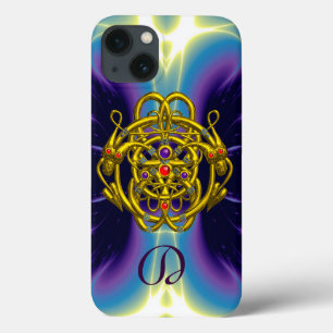 GOLDZELLTISCHE KNOTEN MIT ZWEI-DRAGONEN-MONOGRAMM iPhone 13 HÜLLE