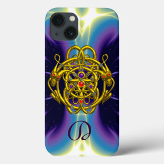 GOLDZELLTISCHE KNOTEN MIT ZWEI-DRAGONEN-MONOGRAMM iPhone 13 HÜLLE