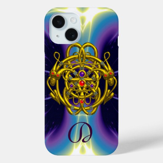 GOLDZELLTISCHE KNOTEN MIT ZWEI-DRAGONEN-MONOGRAMM Case-Mate iPhone HÜLLE (Rückseite)