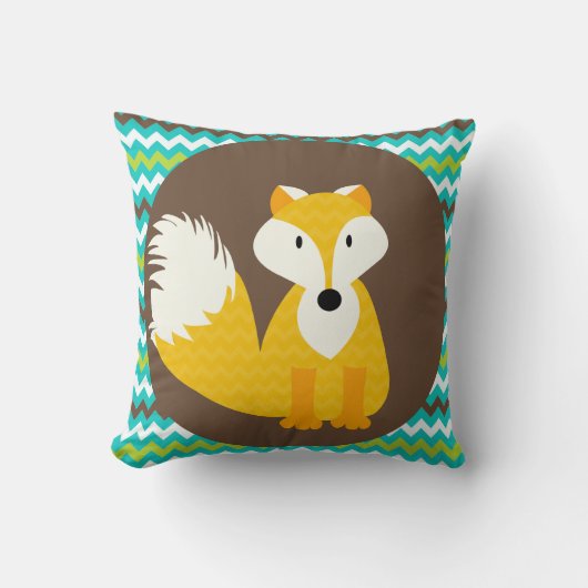 GoldZickzack Fox auf Brownthrow-Kissen Kissen (Vorderseite)