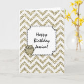 GoldZickzack Imitat-Glitzer Karte (Gelbe Blume)