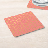 GoldZickzack korallenroter rosa Rechteckiger Pappuntersetzer (angewinkelt)