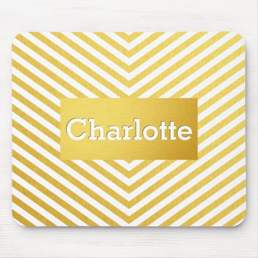 GoldZickzack kundenspezifisches Monogramm Mousepad (Vorne)