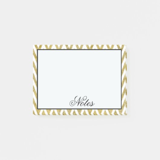 GoldZickzack Streifen Post-it Klebezettel (Vorderseite)