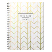 GoldZickzack weißer Hintergrundmoderner Chic Notizblock (Vorderseite)