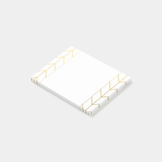 GoldZickzack weißer Hintergrundmoderner Chic Post-it Klebezettel (angewinkelt)