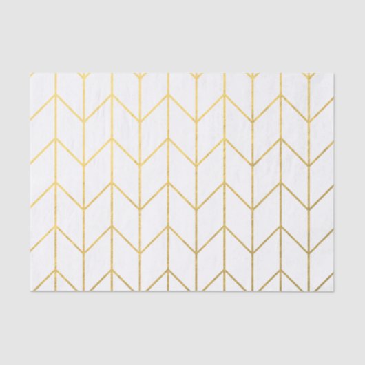 GoldZickzack weißer Hintergrundmoderner Chic Seidenpapier (Vorderseite)
