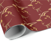 Goldziege auf Burgundy Red Geschenkpapier (Rolleneckpunkt)