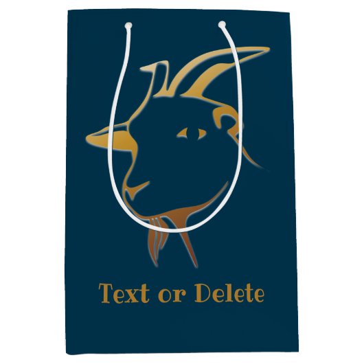 Goldziege auf Navy Blue Mittlere Geschenktüte (Vorderseite)