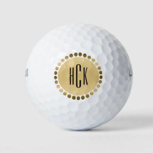 Goldzirkel und Dots für das Monogramm Golfball