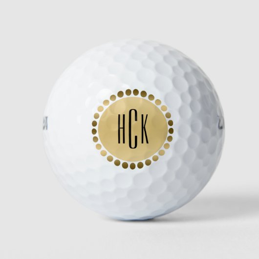 Goldzirkel und Dots für das Monogramm Golfball (Vorderseite)