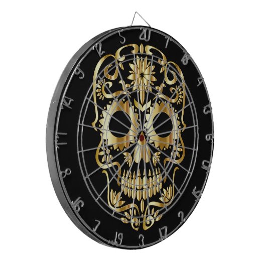 Goldzucker-Schädel Dartscheibe (Vorderseite Links)