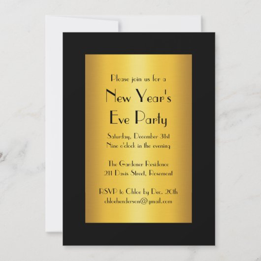 Goldzwanziger jahre Party Einladung (Rückseite)