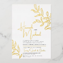 Goldzweig der Blätter Skizze Hochzeit Folieneinladung