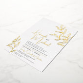 Goldzweig der Blätter Skizze Hochzeit Folieneinladung (Gedreht)