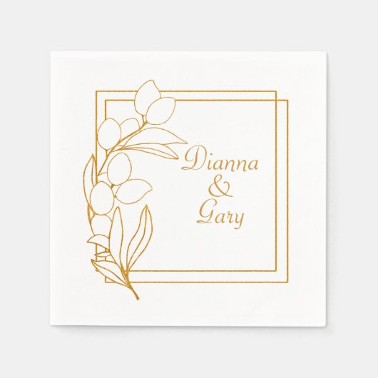 Goldzweig mit Goldrahmen Serviette (Vorderseite)