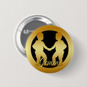GOLDzwillings-TIERKREIS-ZEICHEN Button (Vorne & Hinten)