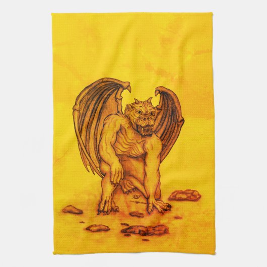 Golem Gargoyle Geschirrtuch (Vertikal)