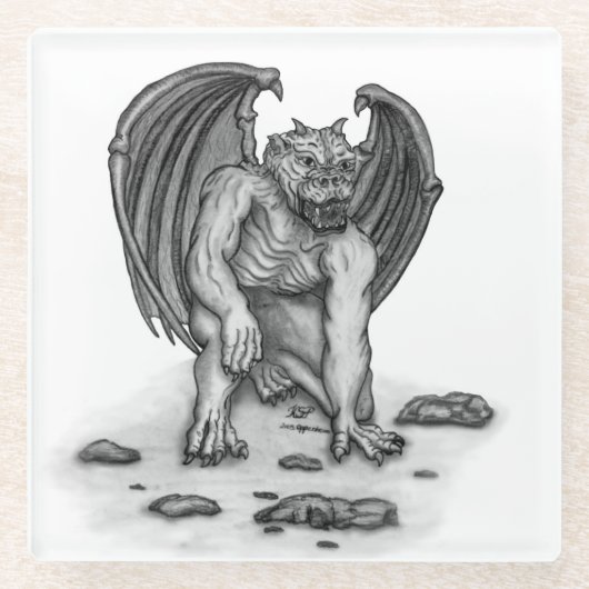 Golem Gargoyle Glasuntersetzer (Vorderseite)