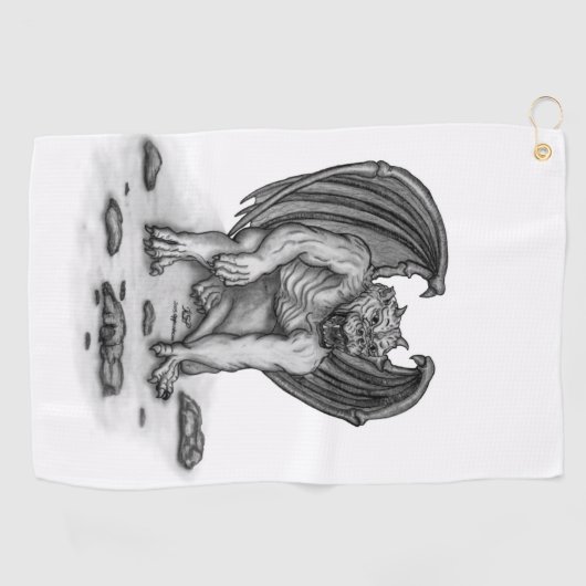 Golem Gargoyle Golfhandtuch (Horizontal)