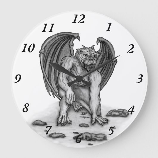 Golem Gargoyle Große Wanduhr (Vorderseite)