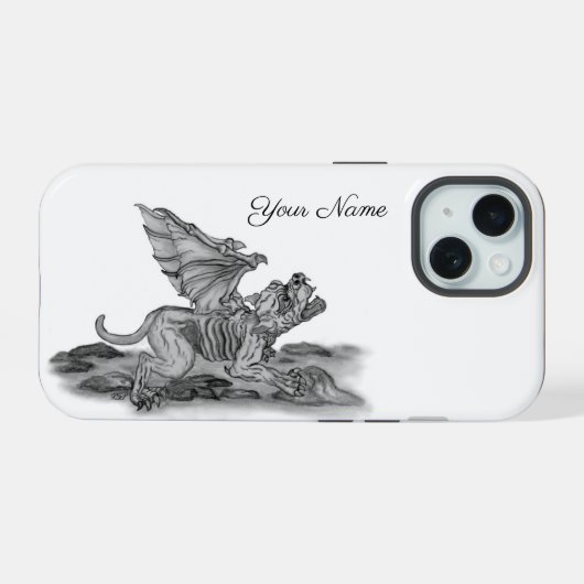 Golem Gargoyle iPhone 15 Hülle (Rückseite (Horizontal))