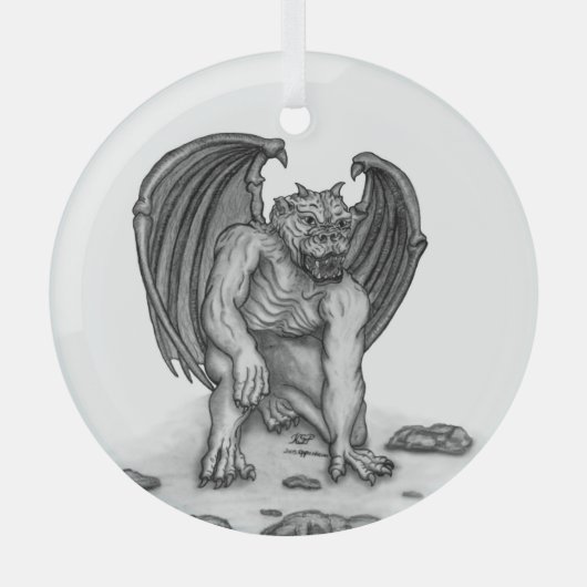 Golem Gargoyle Ornament Aus Glas (Vorderseite)