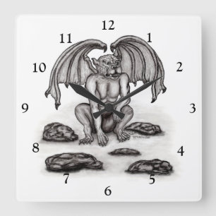 Golem Gargoyle Quadratische Wanduhr