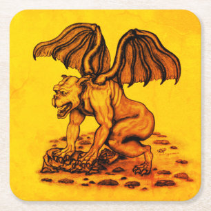 Golem Gargoyle Rechteckiger Pappuntersetzer
