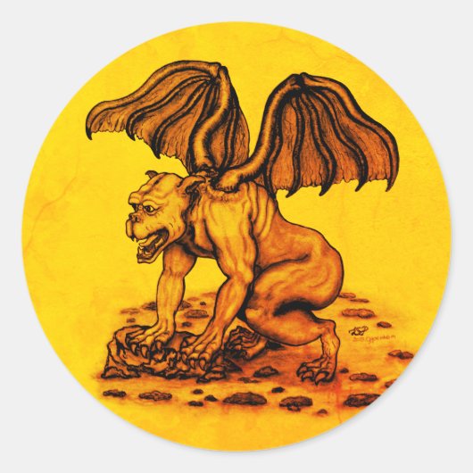 Golem Gargoyle Runder Aufkleber (Vorderseite)