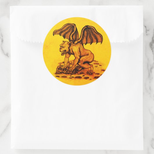 Golem Gargoyle Runder Aufkleber (Tasche)