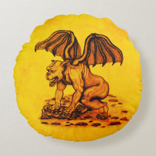 Golem Gargoyle Rundes Kissen