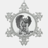 Golem Gargoyle Schneeflocken Zinn-Ornament (Vorderseite)