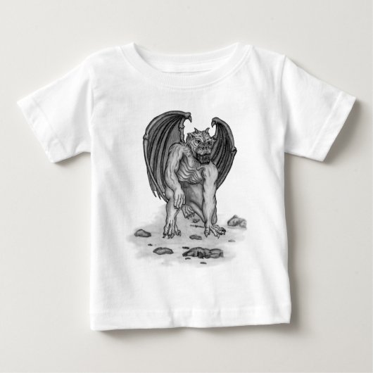 Golem Gargoyle Schwarz-Weiß-Design Baby T-shirt (Vorderseite)