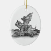 Golem Gargoyle schwarz weiss Zeichnung Keramikornament (Rechts)