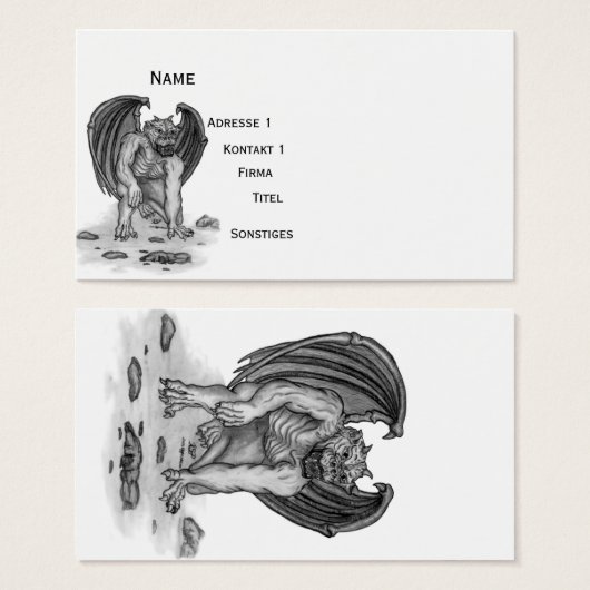 Golem Gargoyle , Schwarzweiß-Design (Vorne & Hinten)