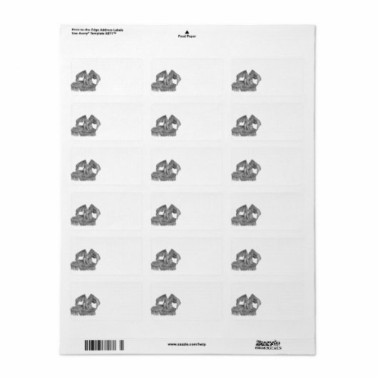 GOLEM - Gargoyle Schwarzweiß-Design Adressaufkleber (Vorne)