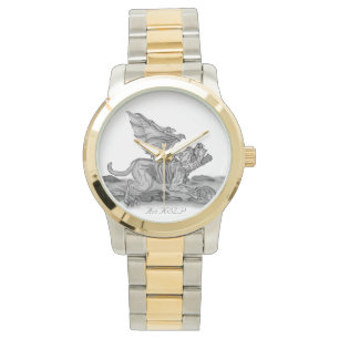 Golem Gargoyle, Schwarzweiß-Design Armbanduhr